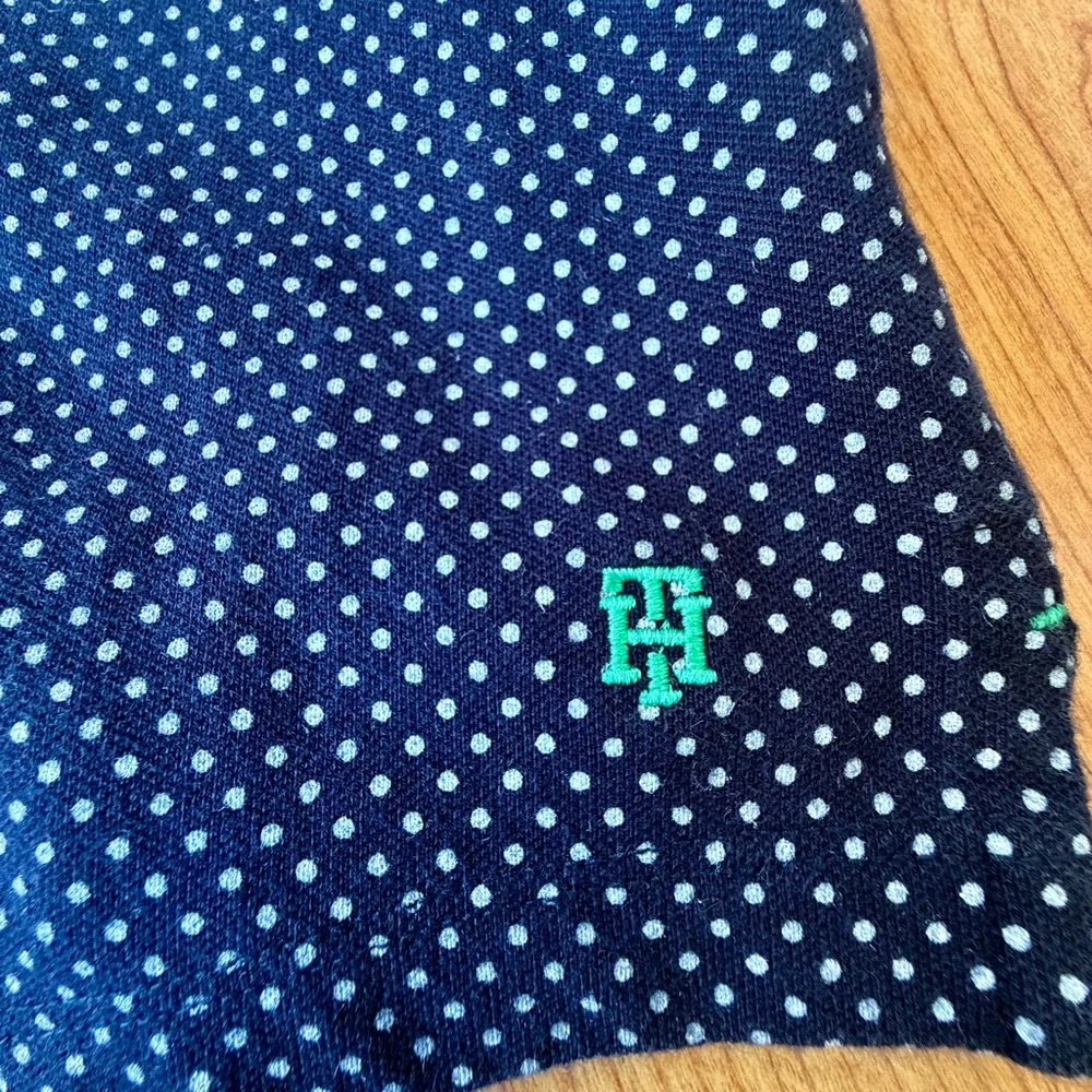 Tommy Hilfiger Women’s Navy Polka Dot Pattern Short Sleeve Collared Polo Size XL - Picture 5 of 7